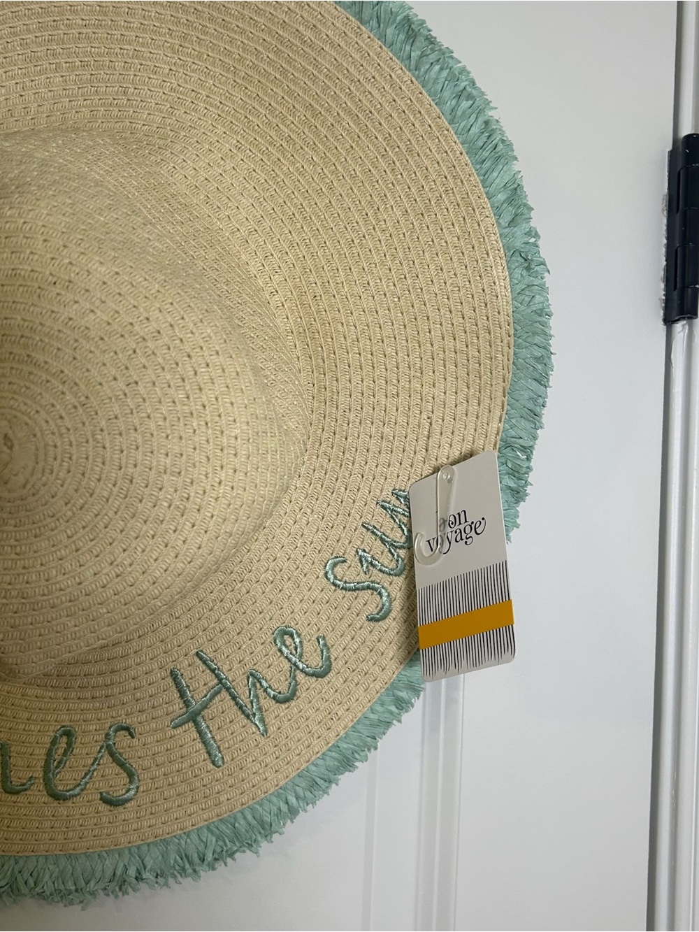 Bon Voyage Here Comes The Sun Women’s Embroidered Wide Brim Beach Hat NWT - Picture 3 of 7